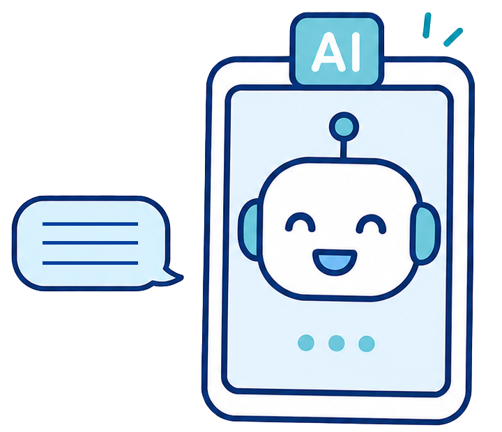 AIチャットで学習をサポートするイラスト